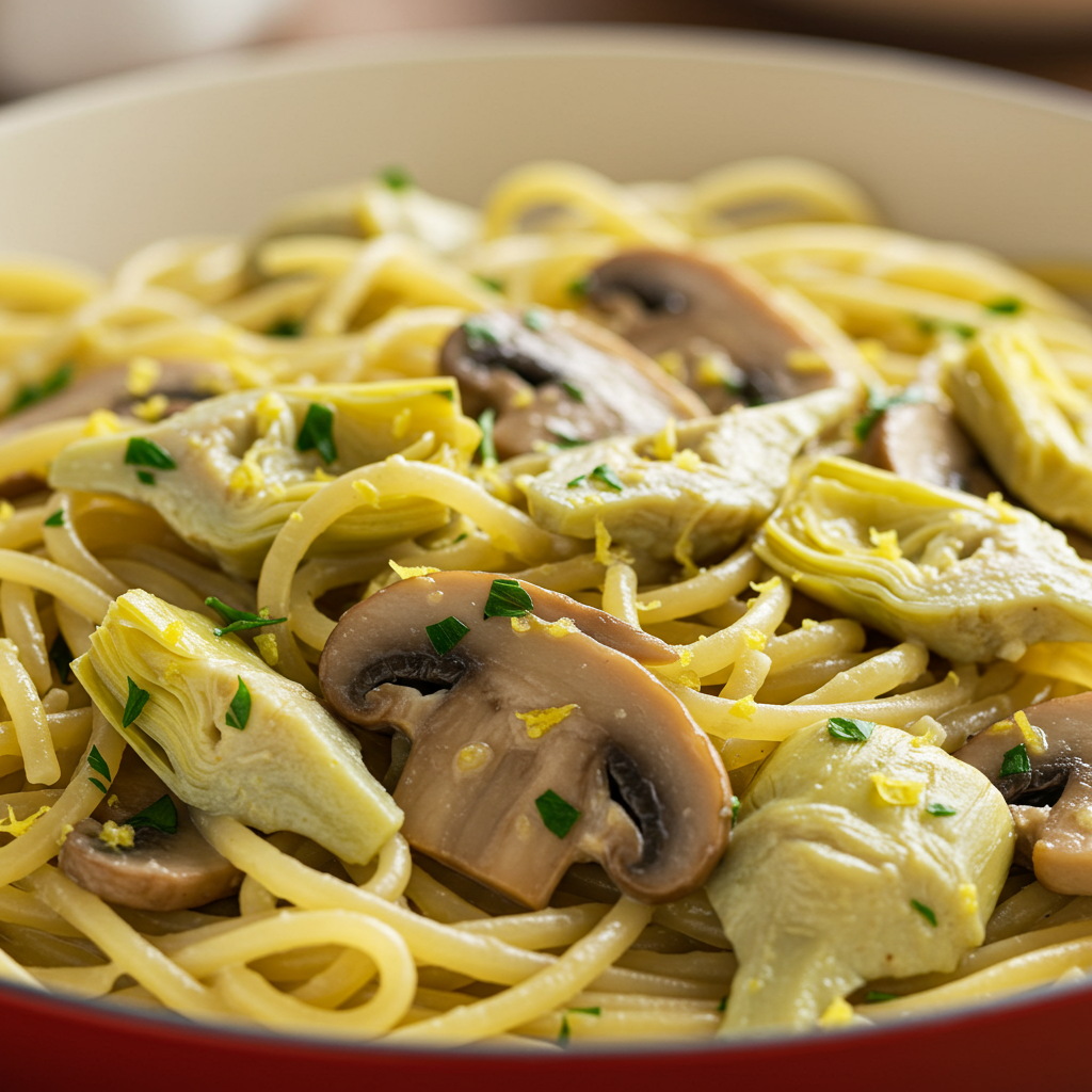 23. Mushroom Pasta with Artichokes