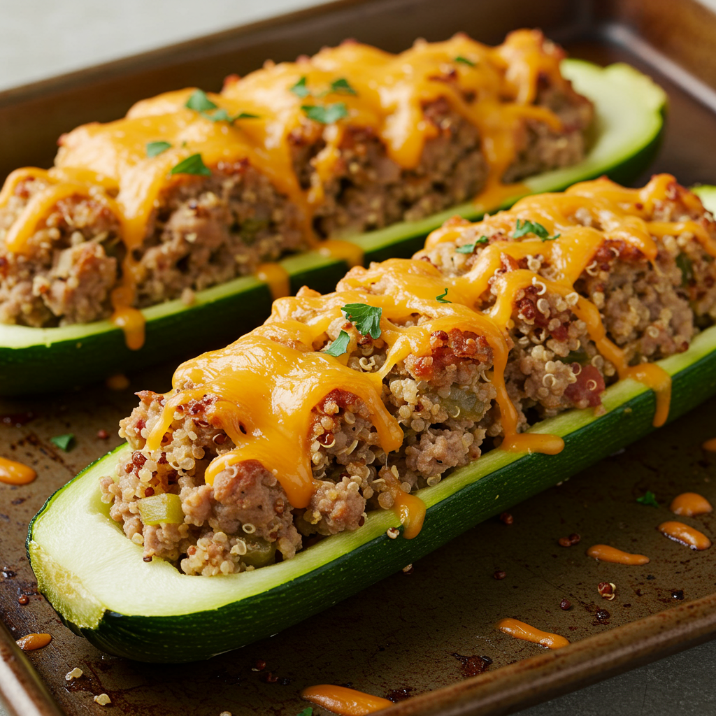 23. Stuffed Zucchini Boats with Turkey