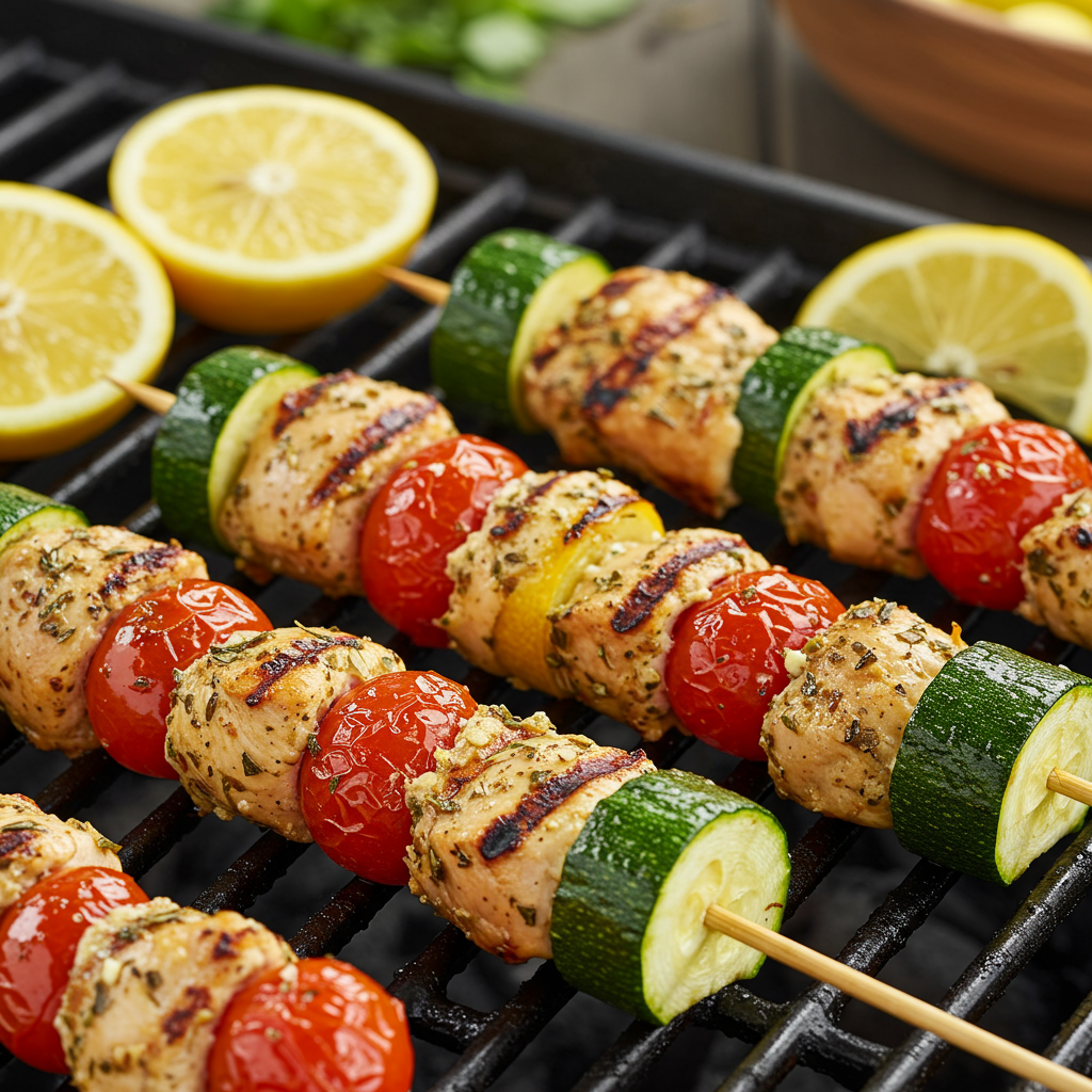 24. Greek-Style Chicken and Vegetable Skewers