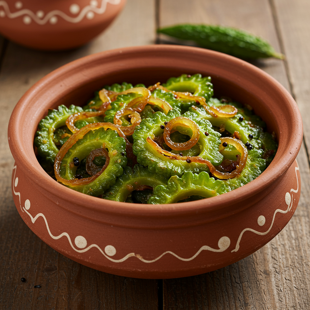 24. Karela Sabzi (Bitter Gourd Curry)
