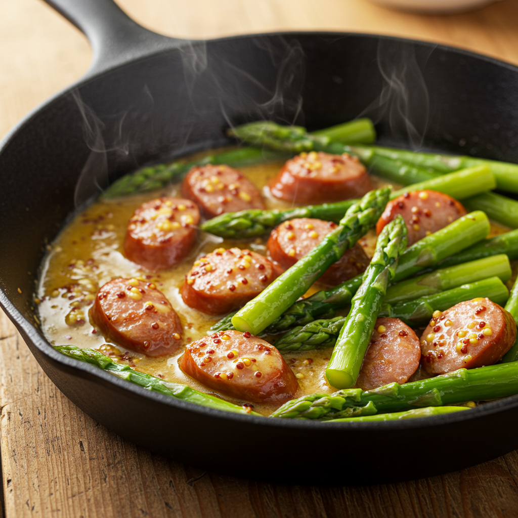 24. Kielbasa and Asparagus Skillet