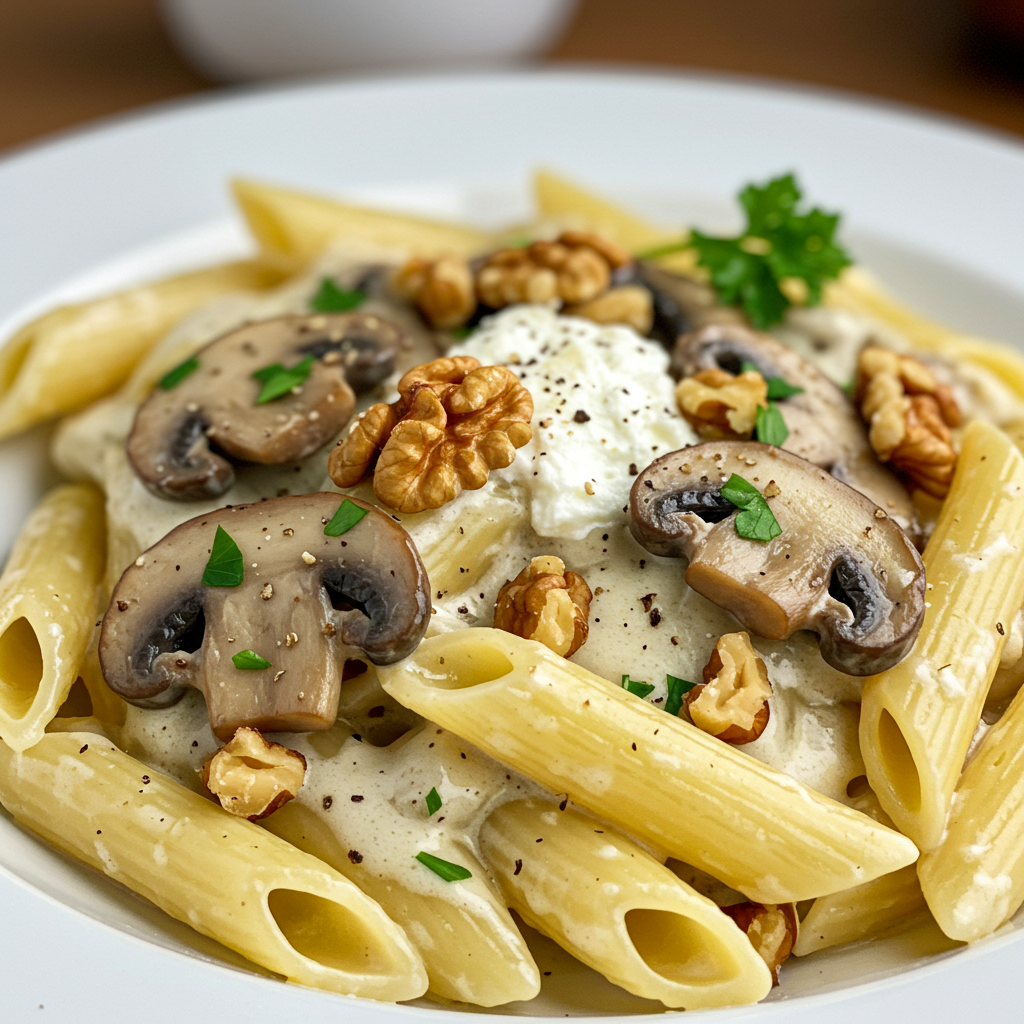 24. Mushroom Pasta with Goat Cheese