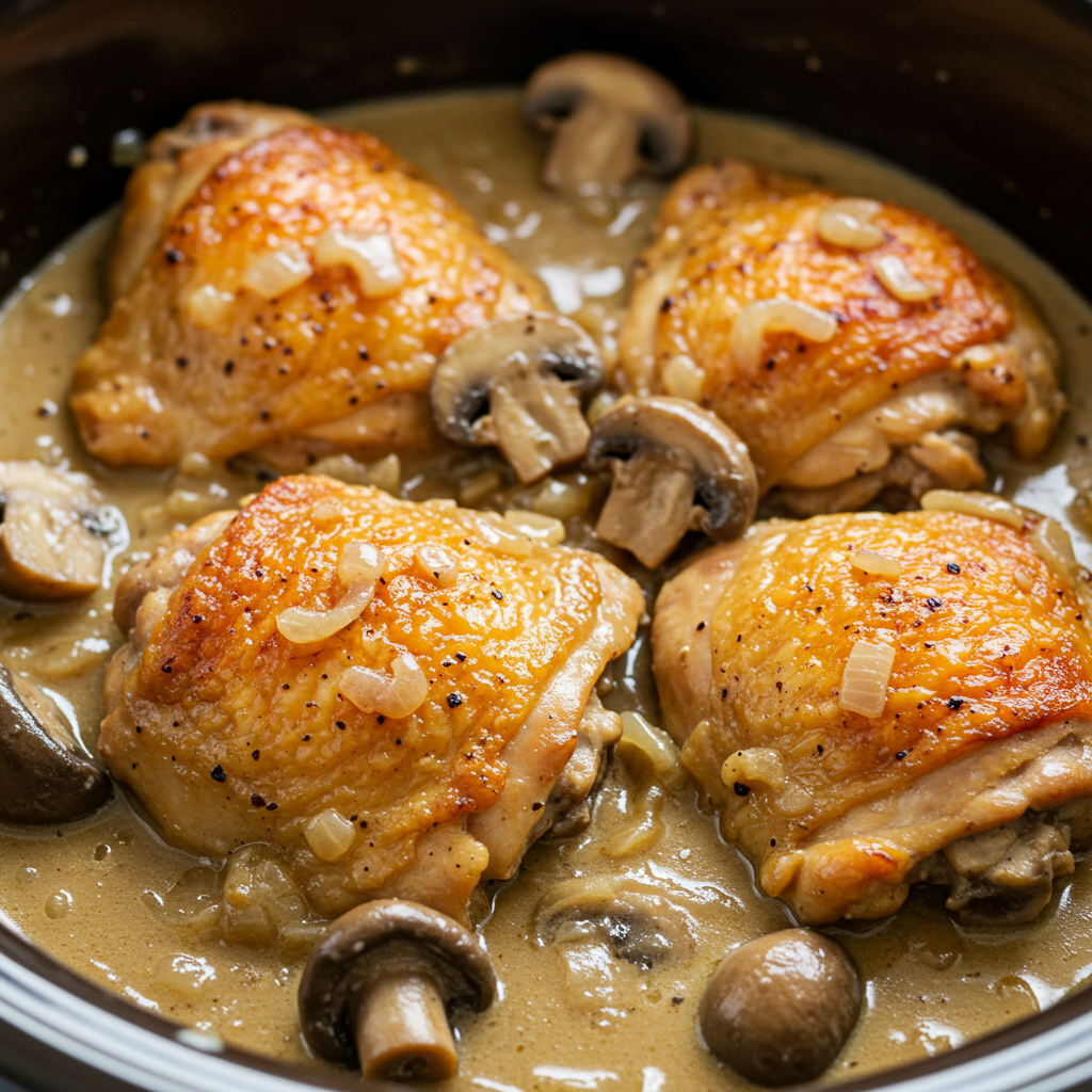 24. Slow Cooker Mushroom Chicken