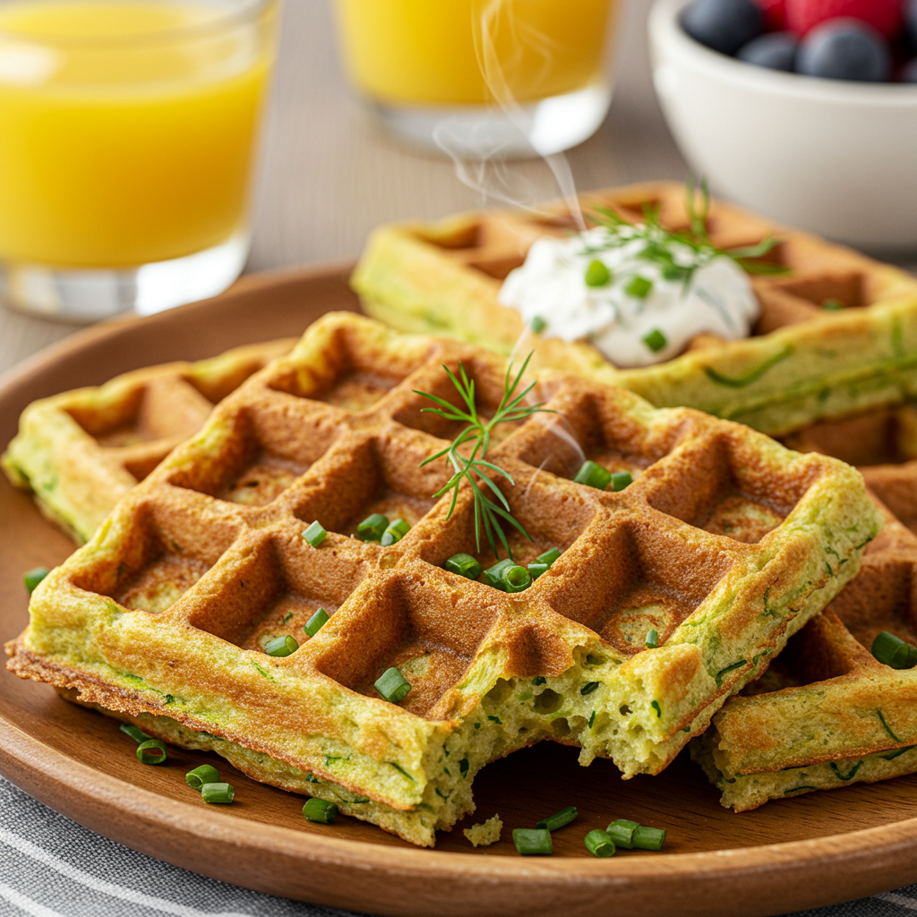 33. Zucchini and Herb Savory Waffles